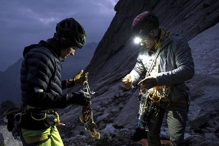 North6, Simon Gietl, Roger Schäli - Pizzo Badile: Simon Gietl and Roger Schäli rack up for the Cassin route