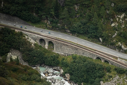 Matterhorn, Simon Gietl, Roger Schäli, North6 - Simon Gietl, Roger Schäli cycling from the Grimsel Pass towards the Matterhorn during their North6 project