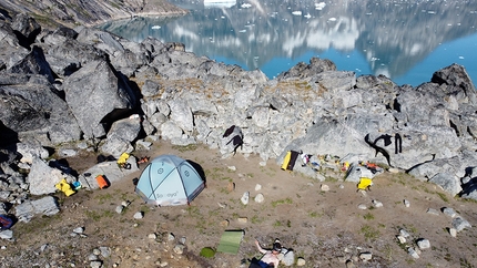 Greenland, Siren Tower, Matteo Della Bordella, Silvan Schüpbach, Symon Welfringer - Greenland Mythics Cirque: the base camp of Matteo Della Bordella, Silvan Schüpbach, Symon Welfringer