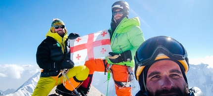 Saraghrar, Hindu Kush, Pakistan, Archil Badriashvili, Baqar Gelashvili, Giorgi Tepnadze - Archil Badriashvili, Baqar Gelashvili and Giorgi Tepnadze on the summit of Saraghrar Northwest on 10 September 2021