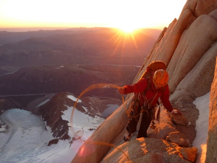 Fitz Roy - Nicolas Favresse and Sean Villanueva during their on-sight ascent up the East Face of Fitz Roy, Patagonia.