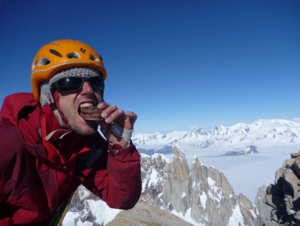 Fitz Roy - Nicolas Favresse and Sean Villanueva during their on-sight ascent up the East Face of Fitz Roy, Patagonia.