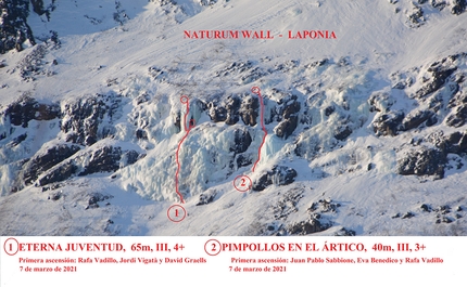 Cascate di ghiaccio in Lapponia, Svezia,  Rafa Vadillo - Eterna Juventud & Pimpollos en el Artico, Naturum Wall, Lapponia, Svezia