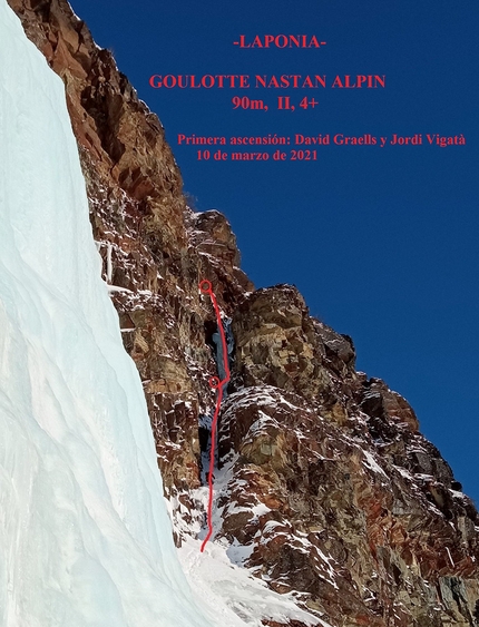 Cascate di ghiaccio in Lapponia, Svezia,  Rafa Vadillo - Goulotte Nastan Alpin, Lapponia, Svezia