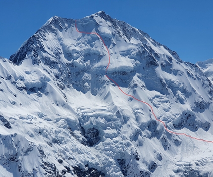 Aoraki Caroline Face, New Zealand, Joe Collinson, Will Rountree, Sam Smoothy - Caroline Face second ski descent, Aoraki / Mount Cook, New Zealand (Joe Collinson, Will Rountree, Sam Smoothy 21/10/2021)