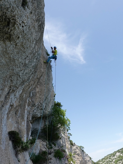 A piede libero, Punta Argennas, Sardegna, Alessandro Baù, Mirco Grasso - Durante l'apertura di A piede libero alla Punta Argennas in Sardegna (Alessandro Baù, Mirco Grasso06/2021)