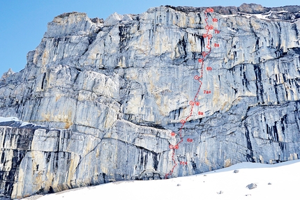 Silvan Schüpbach, Tradündition, Dündenhorn, Switzerland - Tradündition on Dündenhorn in Switzerland. First ascended by Silvan Schüpbach, Peter Von Känel and Simon Wahli, this is probably the hardest classic multi-pitch in the country