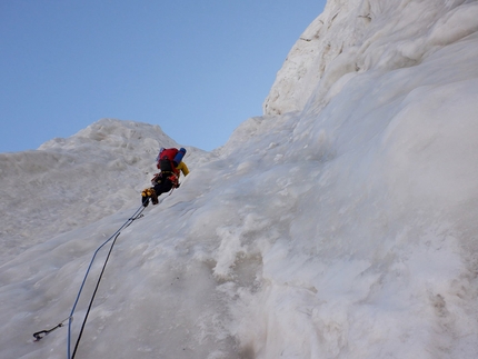 Peak Kosmos, Kyrgyzstan, Alexander Gukov, Victor Koval - Peak Kosmos in Kyrgyzstan, climbed via the north face by Russian mountaineers Alexander Gukov and Victor Koval