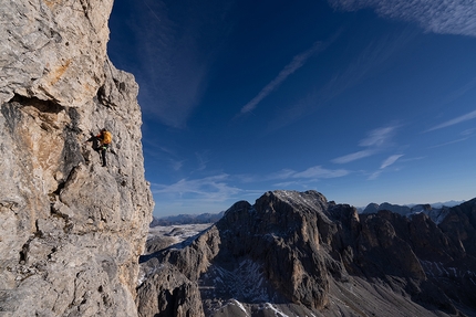 Peter Moser, Pale di San Martino, Dolomiti - Peter Moser in azione il 10/08/2021 nelle Pale di San Martino, Dolomiti