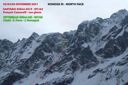 Kondge-Ri, Tengkangpoche, Nepal, Roger Bovard, François Cazzanelli, Emrik Favre, Leonardo Gheza, Jerome Perruquet, Francesco Ratti - Kondge-Ri in Nepal, (François Cazzanelli, Emrik Favre, Leonardo Gheza, Jerome Perruquet, Francesco Ratti)