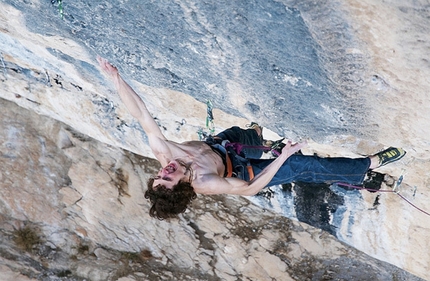 Adam Ondra - Adam Ondra making the first ascent of Chaxi Raxi 9b, Oliana, Spain