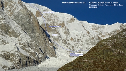 Cascata Major, Monte Bianco, Francesco Civra Dano, Giuseppe Vidoni  - Cascata Major sulla est del Monte Bianco, salita il 20/11/2021 da Francesco Civra Dano e Giuseppe Vidoni 