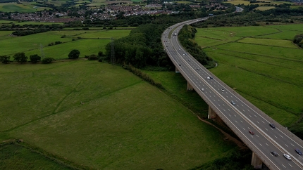 Tom Randall, Pete Whittaker, motorway bridge  - The M5 motorway bridge in the UK where Tom Randall and Pete Whittaker spent four days climbing The Great Rift