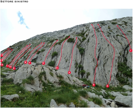 Moon Wall, Falesia del Gias Gruppetti, Val Ellero - Settore sinistro di Moon Wall, Falesia del Gias Gruppetti, Val Ellero