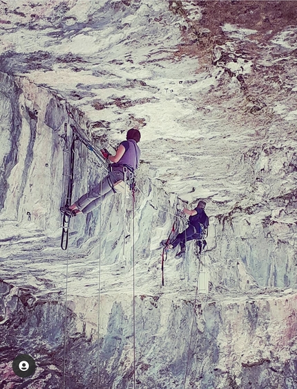 El Viro, Covolon, Val Gàdena, Paola Gottardello, Fausto Maragno, Max Poggese - Durante l'apertura di El Viro nella grotta del Covolon in Val Gàdena (Paola Gottardello, Fausto Maragno, Max Poggese 05-06/2020)