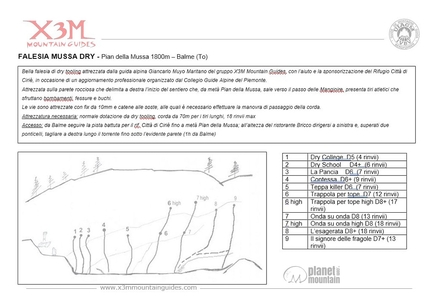 Falesia Mussa Dry, Pian della Mussa, Val d’Ala di Lanzo - La relazione della Falesia di drytooling Mussa Dry al Pian della Mussa, Val d’Ala di Lanzo