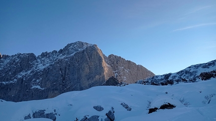 Dario Eynard, Presolana, Via Direttissima - Dario Eynard, prima solitaria invernale della Via Direttissima in Presolana