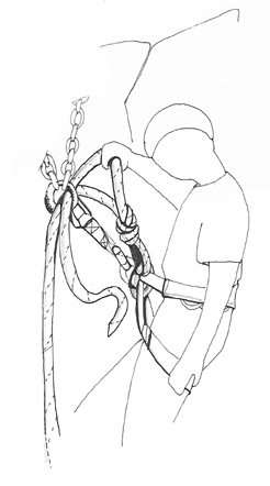 Single pitch rope manoeuvres - 4. Check that all stages have been carried out properly, untie the end of the rope from the harness and unthread it through the ring.