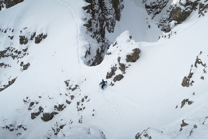 Dolomite extreme skiing, Francesco Vascellari - Cima Ovest del Cridola 2561m, Spalti di Toro-Monfalconi, Loris De Barba, Francesco Vascellari, Tiziano Canal, Davide D'Alpaos