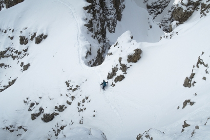 Dolomiti sci ripido, Francesco Vascellari - Cima Ovest del Cridola 2561m, Spalti di Toro-Monfalconi, Loris De Barba, Francesco Vascellari, Tiziano Canal, Davide D'Alpaos