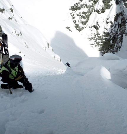 Dolomite extreme skiing, Francesco Vascellari - Cima Ovest del Cridola 2561m, Spalti di Toro-Monfalconi, Loris De Barba, Francesco Vascellari, Tiziano Canal, Davide D'Alpaos