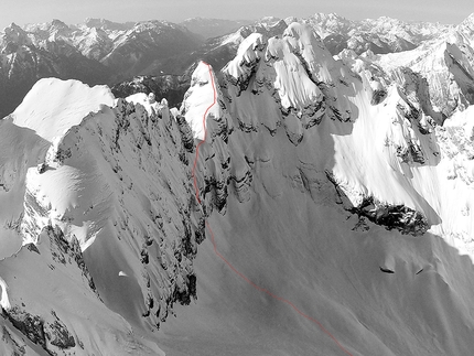 Dolomiti sci ripido, Francesco Vascellari - Cima Petoz 2827m al Cimon del Froppa, scivolo Nord,  Marmarole (Francesco Vascellari, Loris De Barba, Tiziano Canal, Davide D'Alpaos 25/04/2021).