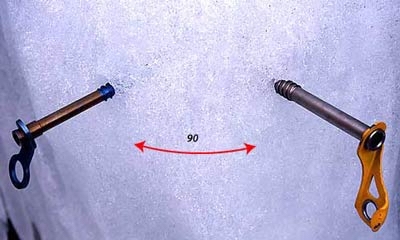 Ice climbing belays - Threaded belay (Abalakoff Thread) - Ice climbing belays - Threaded belay (Abalakoff Thread): 1. Locate a section of compact ice and, with an ice screw, drill a hole horizontally and at roughly 45 degrees compared to the surface of the ice (sideways). Now drill a second hole that joins the first at its deepest point