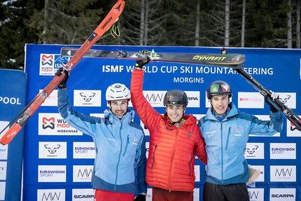 Ski Mountainering World Cup 2021/2022 - 2. Arno Lietha 1. Oriol Cardona Coll 3. Iwan Arnold, Ski Mountainering World Cup at Morgins in Switzerland on 27/01/2022