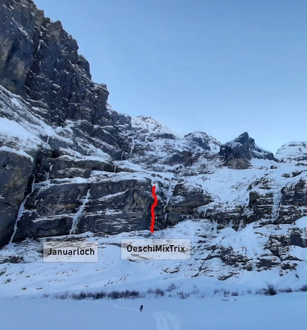 Kandersteg, Svizzera, Jonas Schild, Stephan Siegrist - OeschiMixTrix nel settore Oeschinensee a Kandersteg, Svizzera (Jonas Schild, Stephan Siegrist 29/01/2021)