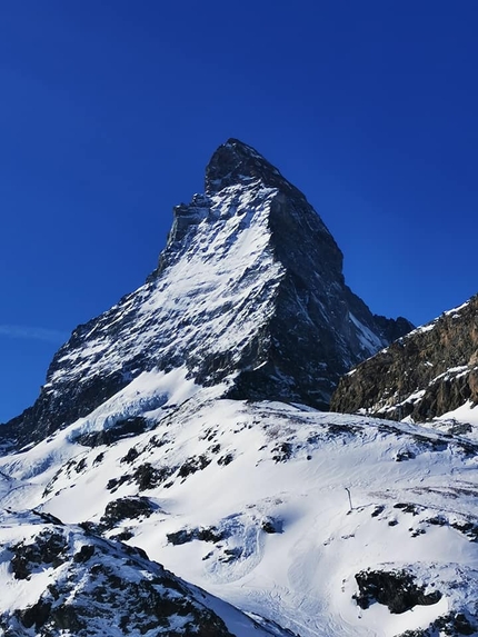 Matterhorn, Leo Billon, Sébastien Ratel, Benjamin Védrines - Leo Billon, Sébastien Ratel and Benjamin Védrines climbing the Gogna-Cerruti up the north face of the Matterhorn on 12/02/2022