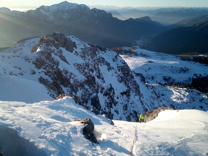 Grønn, Zucco Barbisino, Alpi Orobie, Marco Serafini, Emanuele Cavenati, Lorenzo Maddaluno - Grønn allo Zucco Barbisino (Alpi Orobie): ultimo pendio