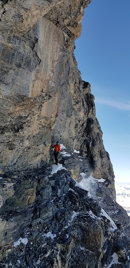 Eiger, North Face, Heckmair, Laura Tiefenthaler, Jana Möhrer - Laura Tiefenthaler climbing the North Face of the Eiger via Heckmair route on 08/03/2022