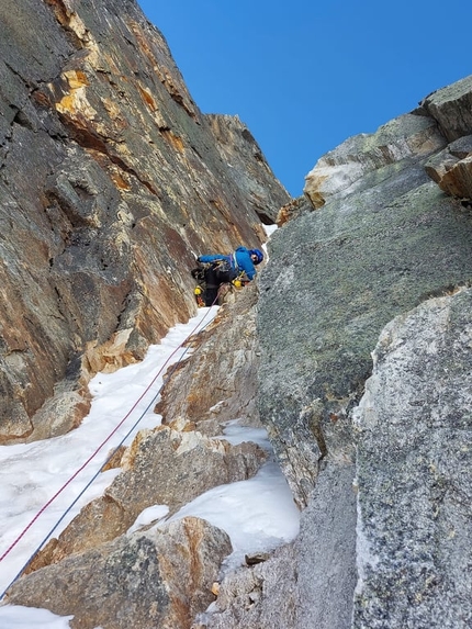 Gubachspitze, Austria, Tauern Supercouloir, Sepp Stanglechner, Hans Zlöbl - Hans Zlöbl making the first ascent of Tauern Supercouloir on Gubachspitze in Austria on 13/03/2022