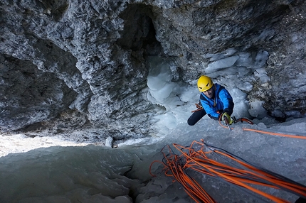 The Bird, Gola del Pettirosso, Vallunga, Dolomiti, Daniel Ladurner, Hannes Lemayer - Hannes Lemayer su The Bird (Gola del Pettirosso) Vallunga, Dolomiti