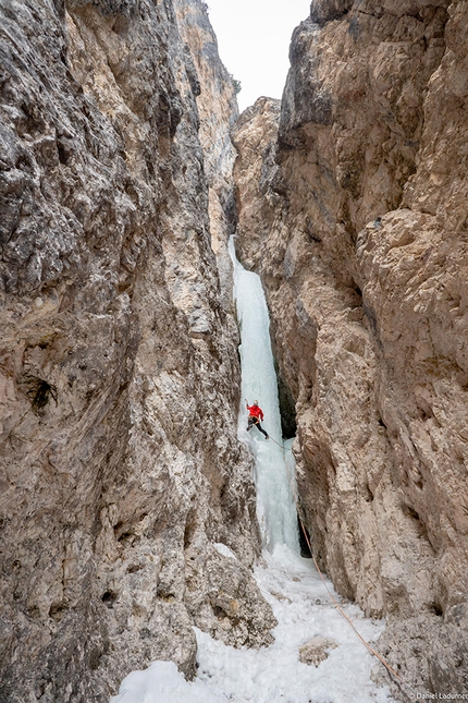 The Bird, Gola del Pettirosso, Langental, Dolomites, Daniel Ladurner, Hannes Lemayer - Daniel Ladurner climbing The Bird (Gola del Pettirosso) Langental, Dolomites