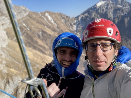 Matteo Piccardi - Luca Moroni e Matteo Piccardi sulla via IF al Sasso Cavallo (Gruppo delle Grigne)