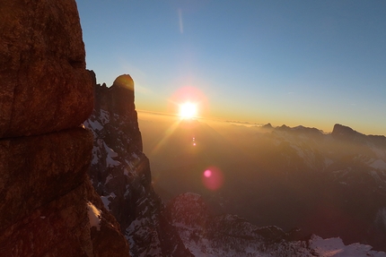 Civetta, Dolomiti, Solleder - Lettenbauer, Nicola Bertoldo, Diego Dellai, Marco Toldo - Solleder - Lettenbauer in Civetta, Dolomiti, in inverno: Nicola Bertoldo, Diego Dellai, Marco Toldo (07-09-03-2022)