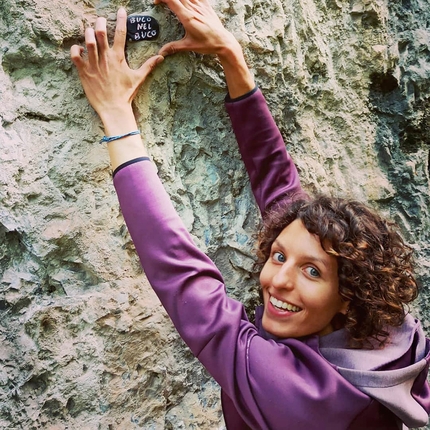 Sara Leoni - Sara Leoni sotto il suo primo 7c onsight, Buco nel buco al Muro dell'Ilex a Madonna della Rota