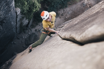 Symon Welfringer, Le Voyage, Annot, France - Symon Welfringer climbing Le Voyage at Annot in France