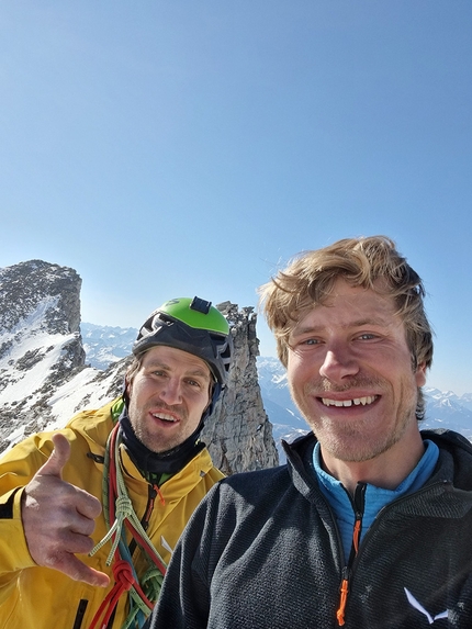 Valsertal, Austria, Simon Messner, Martin Sieberer, Goodbye Innsbrooklyn - Simon Messner and Martin Sieberer establishing Goodbye Innsbrooklyn on the north face of Schrammacher in the Valsertal, Austria