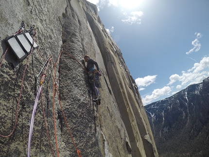 Soline Kentzel, Sébastien Berthe, Golden Gate, El Capitan, Yosemite, USA - Soline Kentzel on the Chickenwing pitch of Golden Gate, El Capitan, Yosemite, USA, April 2022