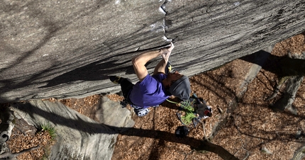 Jacopo Larcher, Cadarese - Jacopo Larcher making the first ascent of Waiting for... at Cadarese, April 2022.