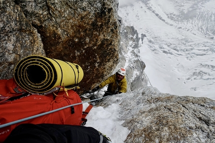 Jugal Spire, Nepal, Paul Ramsden, Tim Miller, The Phantom Line  - Paul Ramsden and Tim Miller making the first ascent of The Phantom Line on the north face of Jugal Spire, Nepal 