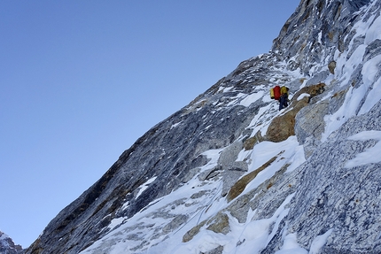 Jugal Spire, Nepal, Paul Ramsden, Tim Miller, The Phantom Line  - Paul Ramsden and Tim Miller making the first ascent of The Phantom Line on the north face of Jugal Spire, Nepal 