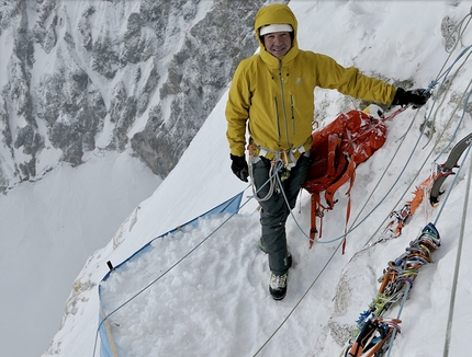 Jugal Spire, Nepal, Paul Ramsden, Tim Miller, The Phantom Line  - Paul Ramsden and Tim Miller making the first ascent of The Phantom Line on the north face of Jugal Spire, Nepal 