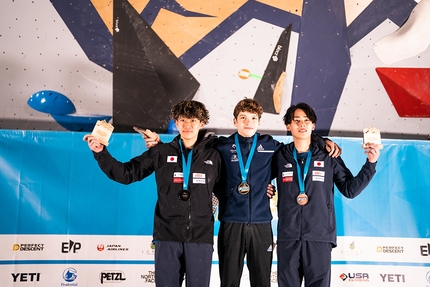 Salt Lake City, Coppa del Mondo Boulder 2022 - 2. Yoshiyuki Ogata 1. Mejdi Schalck 3. Rei Kawamata, Salt Lake City, Coppa del Mondo Boulder 2022