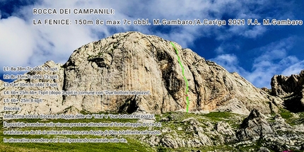 Rocca dei Campanili, Mongioie, La Fenice, Matteo Gambaro, Alessandro Cariga - La relazione di La Fenice (8c, 150m) alla Rocca dei Campanili, Mongioie, aperta da Alessandro Cariga e Matteo Gambaro