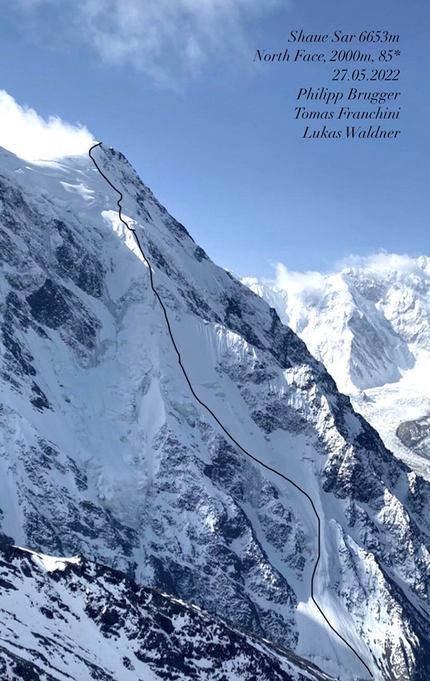 Karakorum, Pakistan, Philipp Brugger, Tomas Franchini, Lukas Waldner - La parete nord di Shaue Sar (6653m) in Karakorum, Pakistan (Philipp Brugger, Tomas Franchini, Lukas Waldner 27/05/2022)