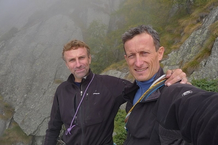 Monte Piezza, Via Marica, Valle di Sasso Bisolo, Val Masino, Andrea Mariani, Lorenzo Castelli - Andrea Mariani e Lorenzo Castelli durante l'apertura di Via Marica al Monte Piezza in Valle di Sasso Bisolo, Val Masino