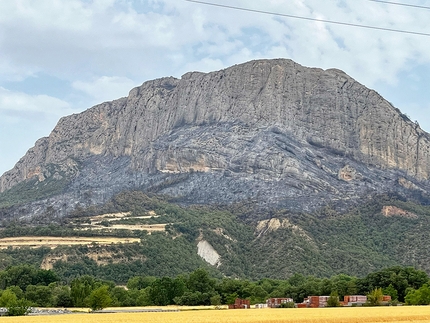 Oliana Spain - The crag Oliana in Spain after the wildfire that devastated the area on 19/06/2022